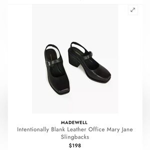 Intentionally Blank  Black Leather Office Mary Jane Slingback Heels